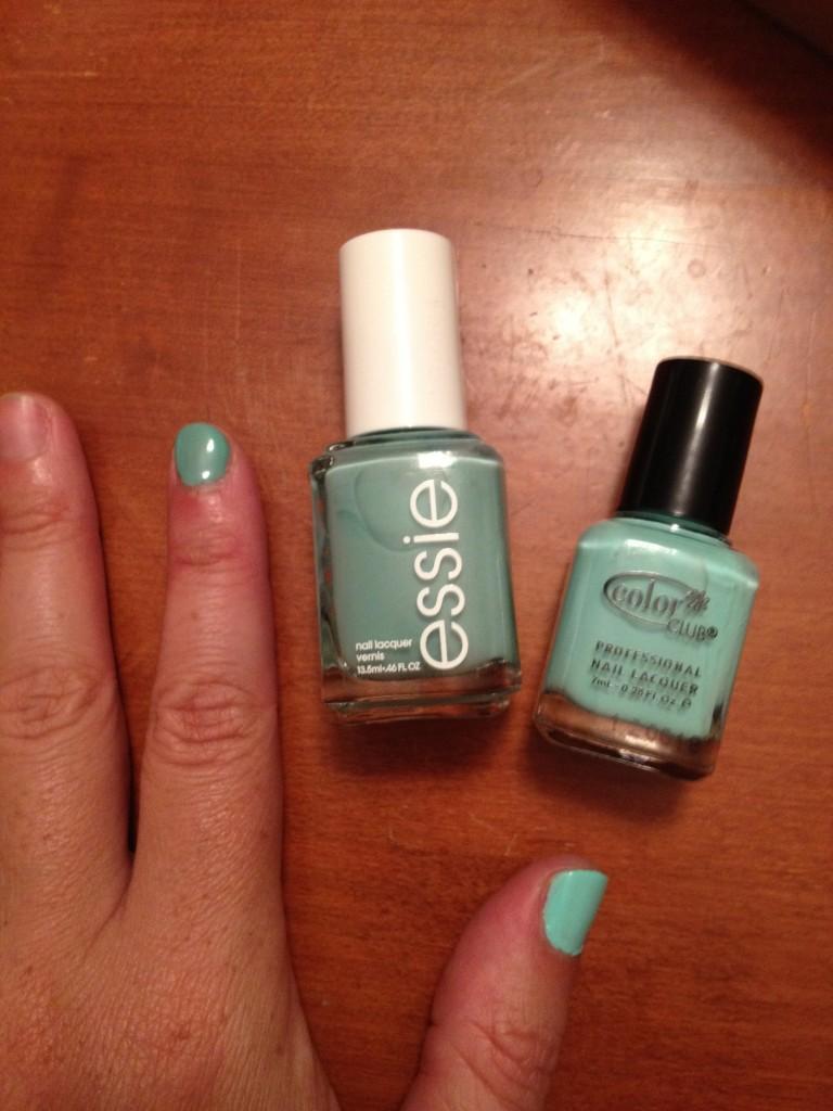 Color Club Blue-Ming vs Essie Turquoise and Caicos swatch