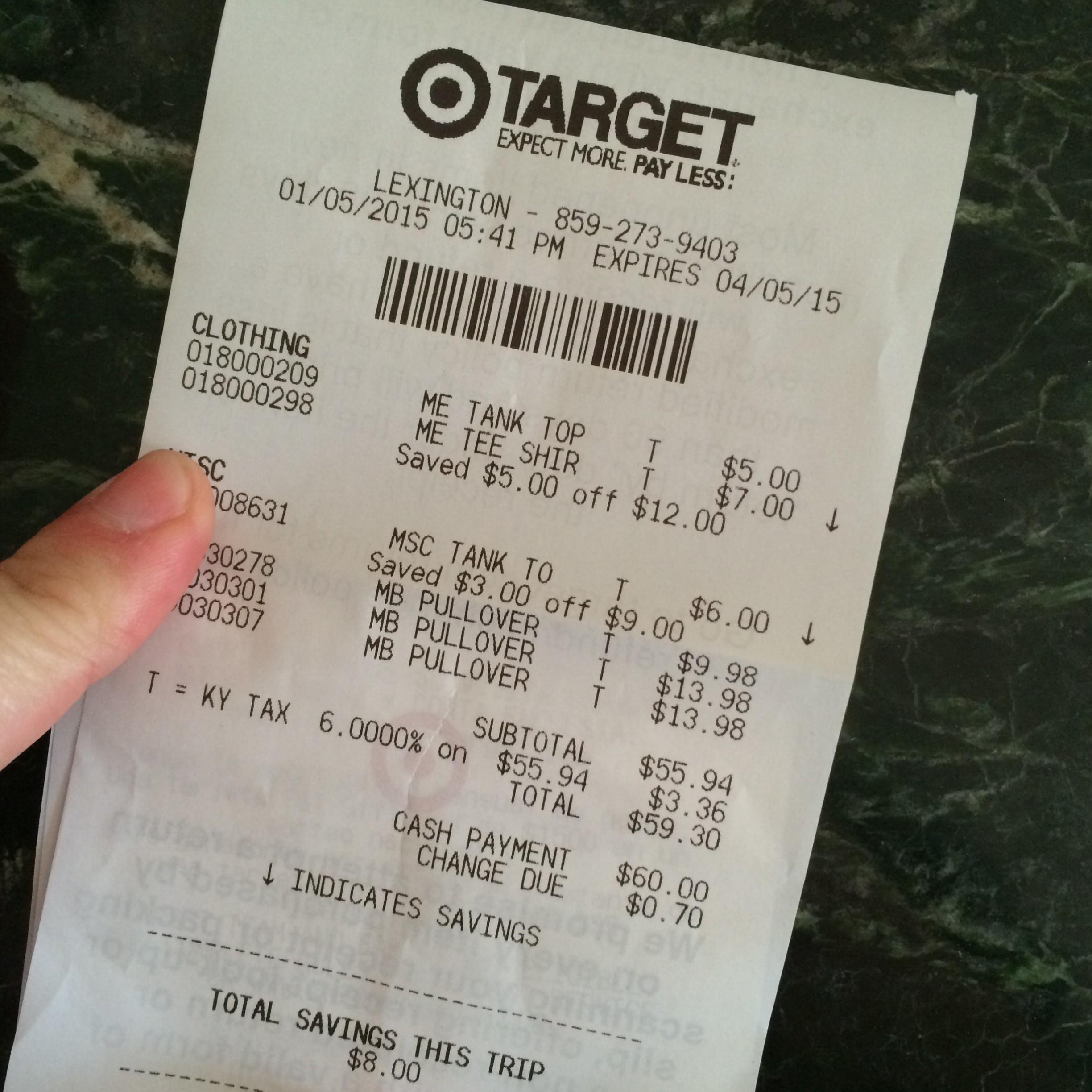 Target Receipt Jan 5 2015 •