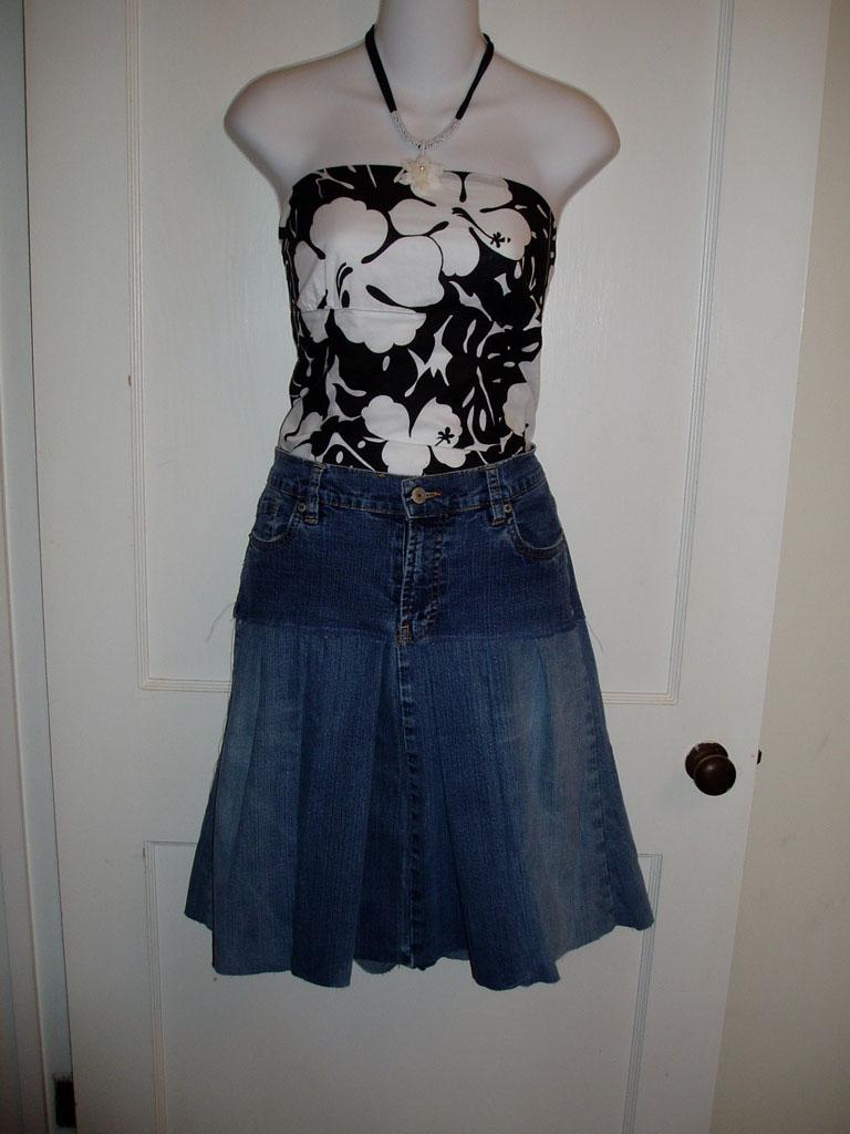 DIY Jean Skirt pleated