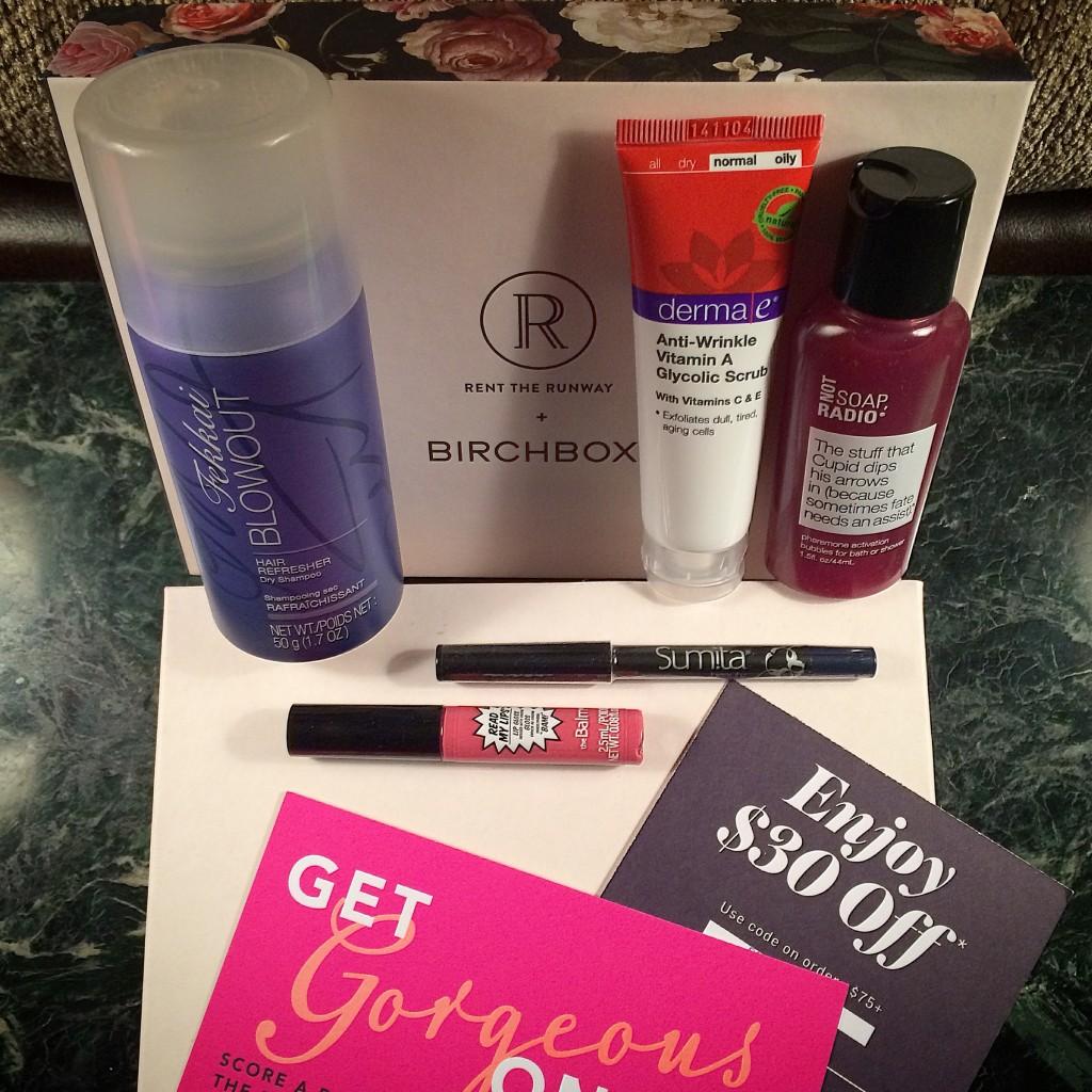 Birchbox February 2015 Rent the Runway box via ClothingCult.com - post includes EWG scores for each of the products here