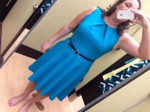 AB Studio Pleated Fit & Flare Dress in Teal