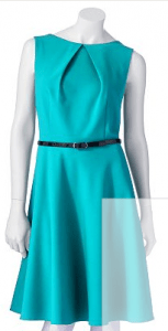 AB Studio Pleated Fit & Flare Dress Teal