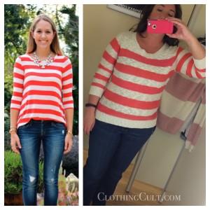 TJ Maxx Pink Rose striped sweater - ClothingCult.com