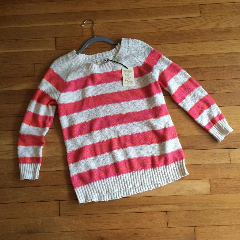 TJ Maxx Pink Rose striped sweater by itself  • ClothingCult.com
