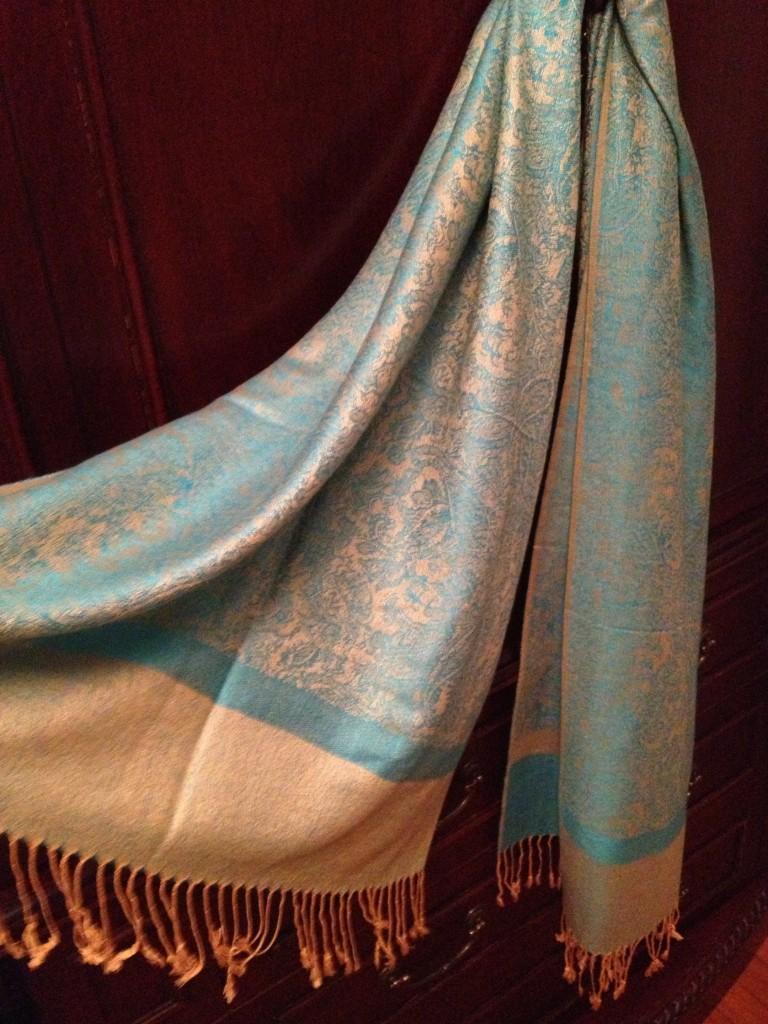 Turquoise Gold Silk Feel Paisley Pashmina Shawl : Wrap : Stole - 30+ Beautiful Paisley Designs From the Scarf Shop