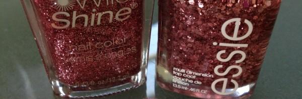 Glittery Pinks – Essie “Luxe Affects” Multidimensional Top Coat in “A Cut Above” vs Wet N Wild Shine in “Sparked” or 435G