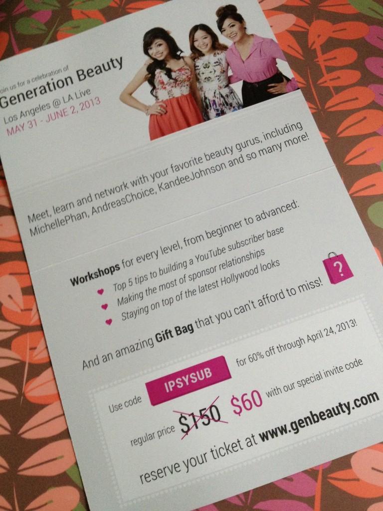ipsy genbeauty discount code 2013